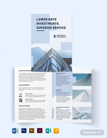 wholesales real estate investment bi fold brochure template