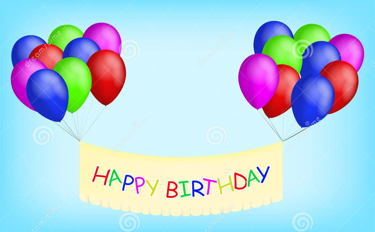 birthday banner with colorful balloons