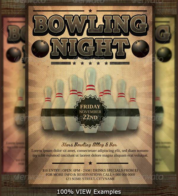 bowling event party flyer