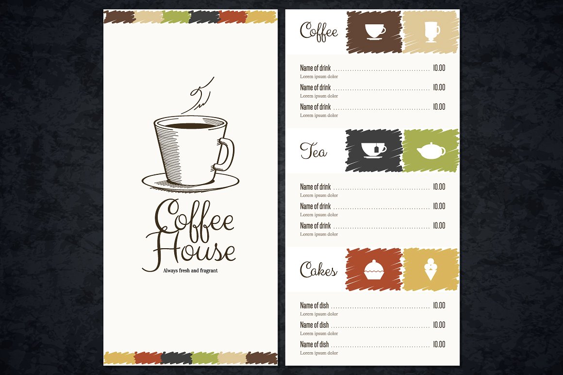 cafe menu card design templates free download