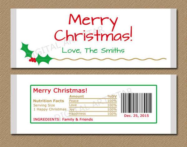 christmas candy bar wrapper template