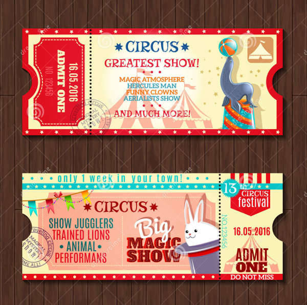 Circus Show Two Vintage Tickets Set