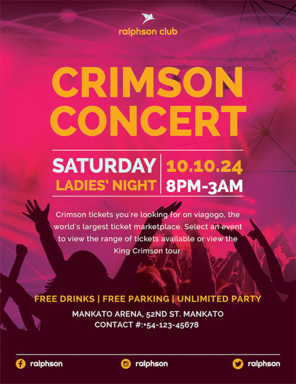 crimson concert flyer template