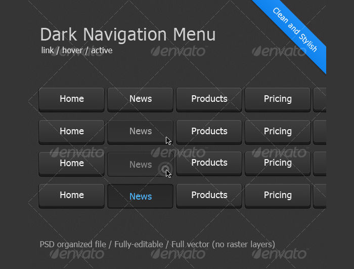 dark navigation menu