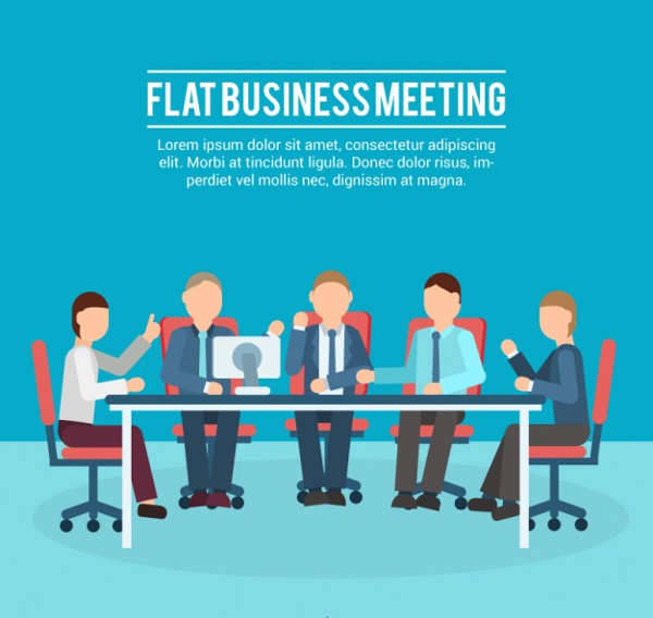 flat business meeting illustration