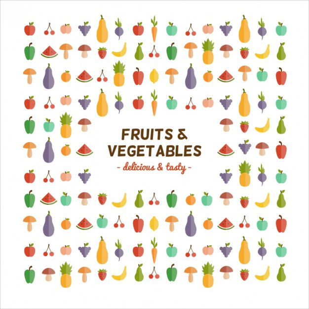 fruit vegetable icons set