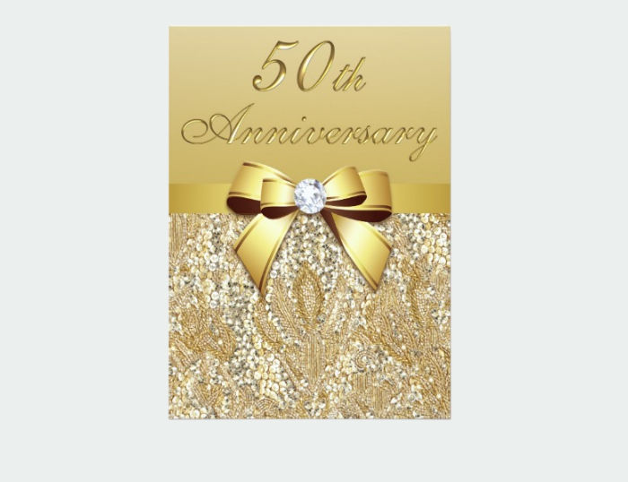 Golden Wedding Anniversary Invitation Card