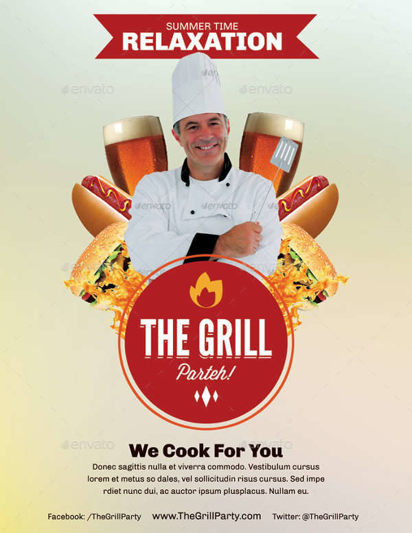 Grill Cook Outdoor Kebab Party Flyer