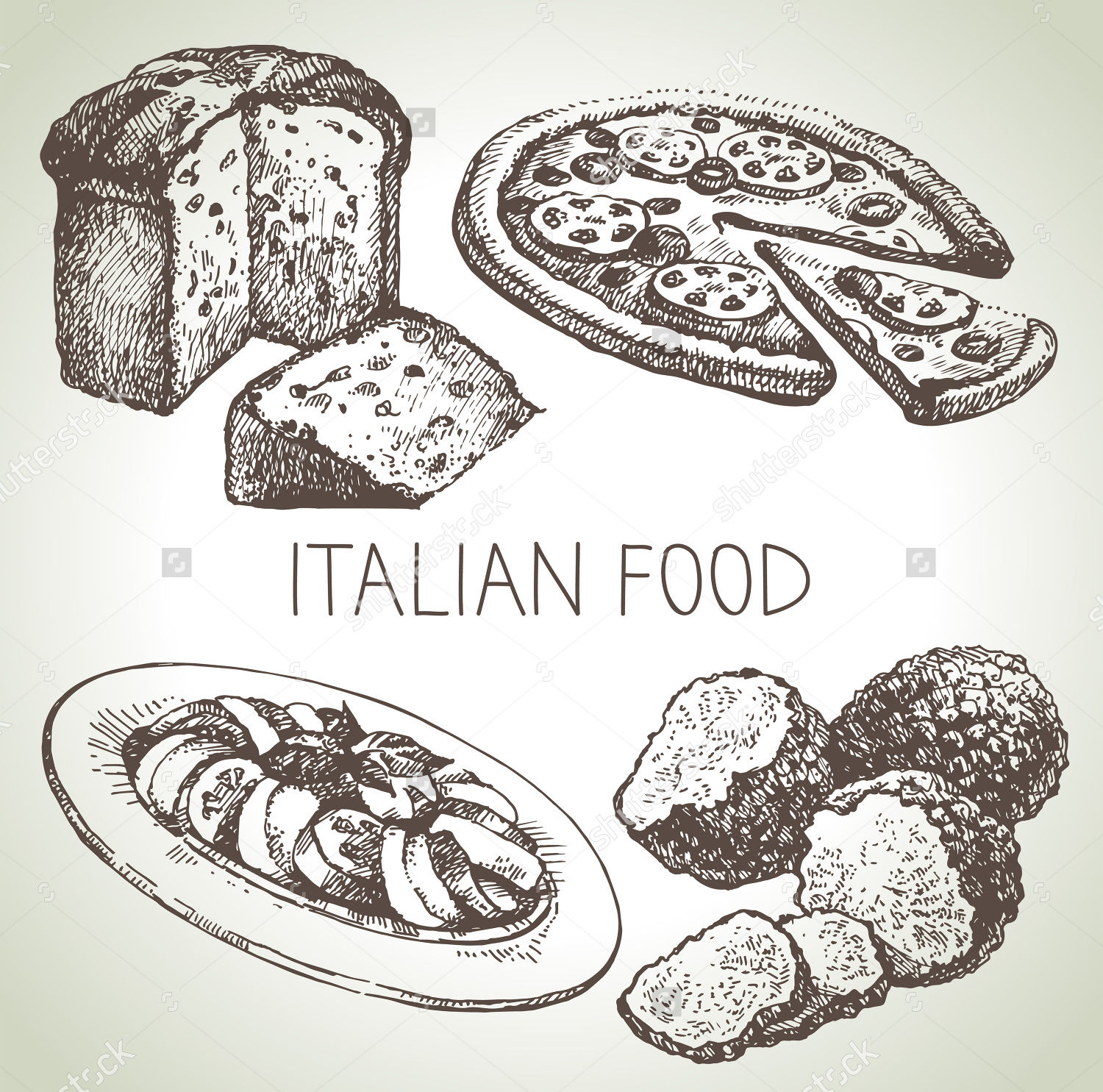 hand drawn sketch italian food
