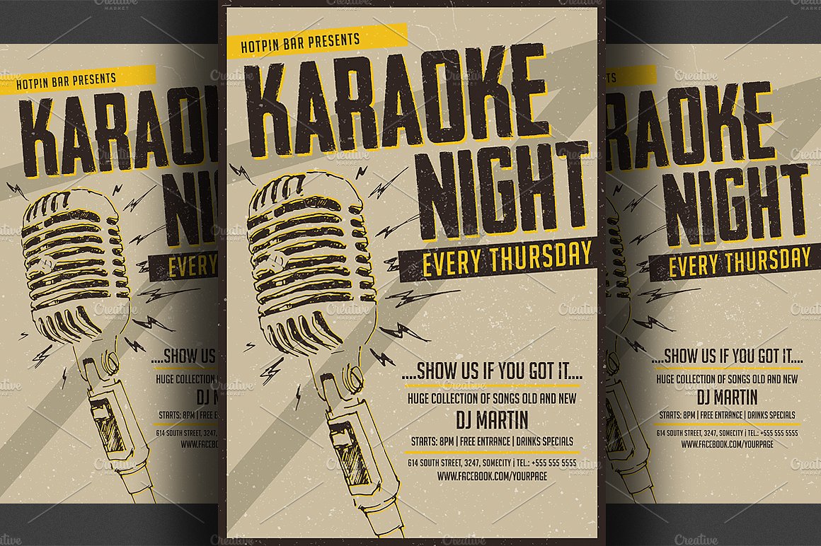 Karaoke Night Vintage Flyer