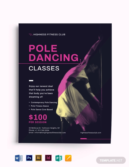 pole dance flyer template