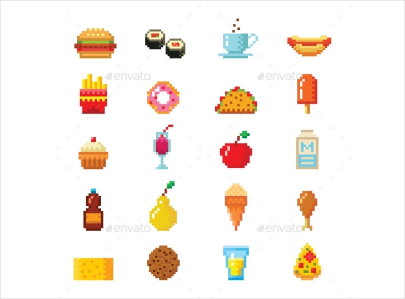 pixel art food icons