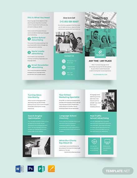 school advertising tri fold brochure template