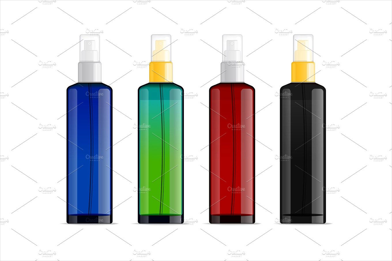 set of realistic cosmetic bottle