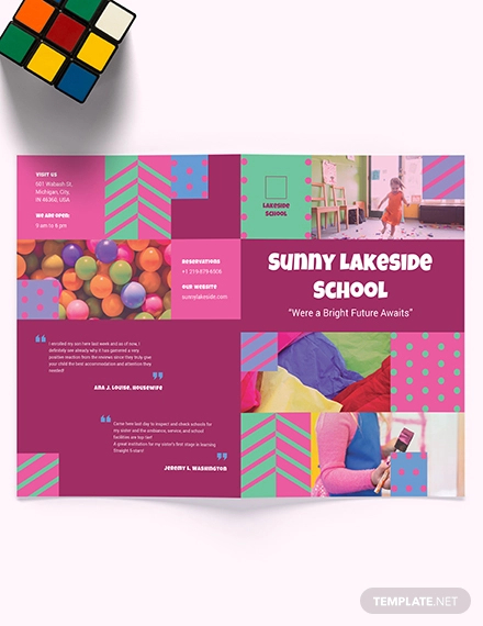 simple preschool bi fold brochure template