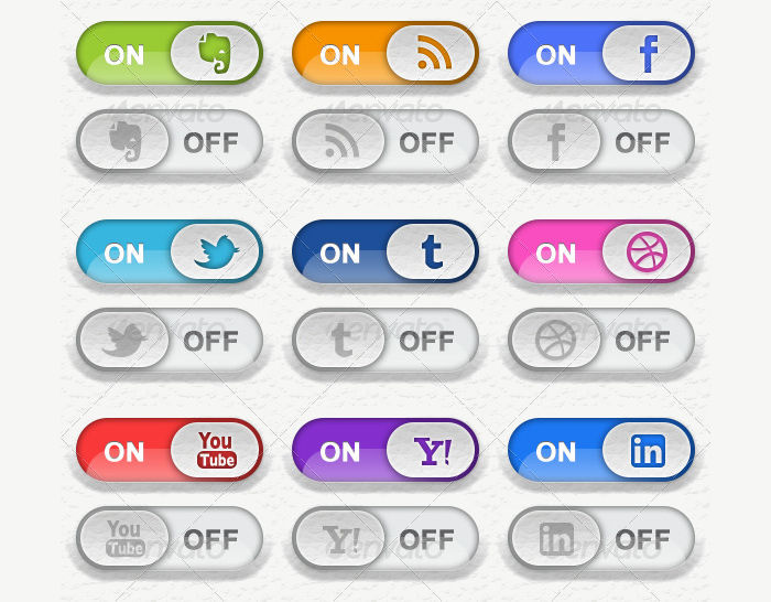 toggle switch social media buttons