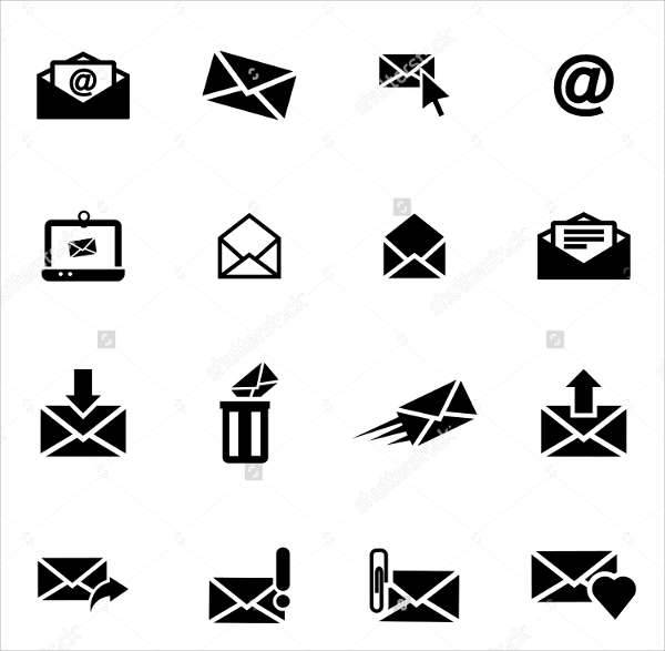 vector black email icons set