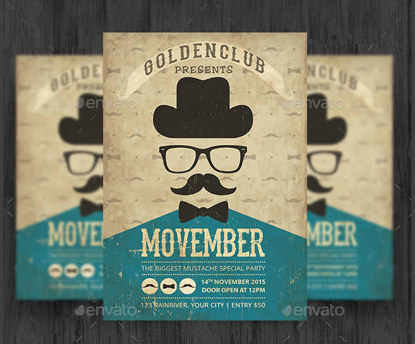 Vintage Movember Party Flyer