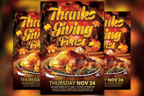 Vintage Thanksgiving Party Flyer