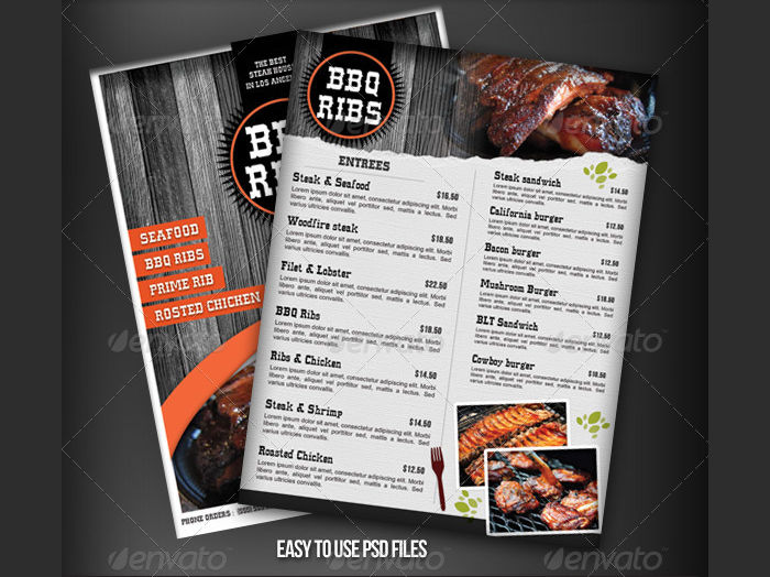 bbq restaurant menu flyer