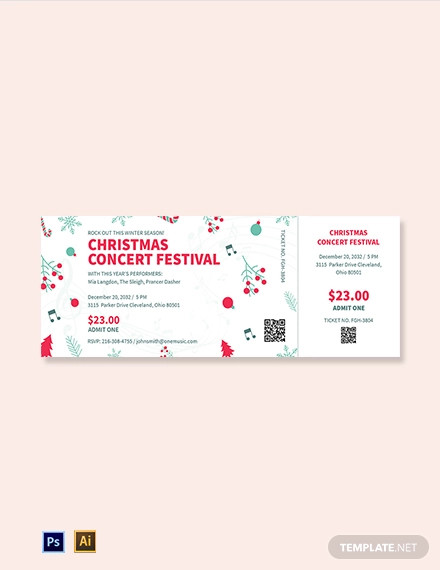 christmas concert ticket template