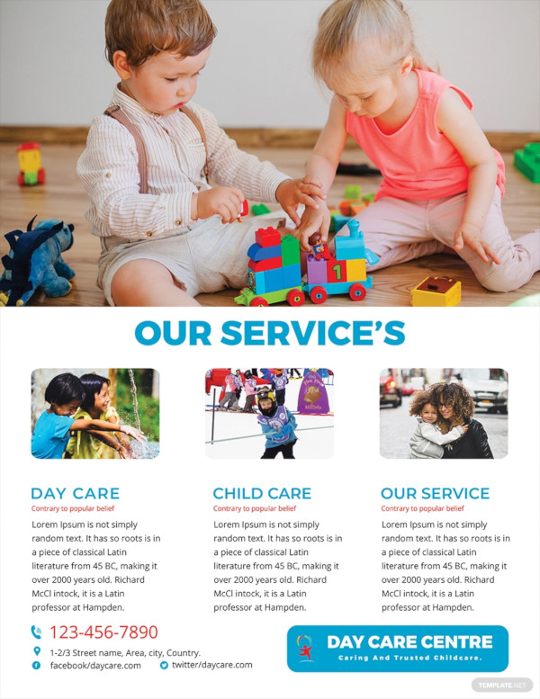 day care center service flyer template