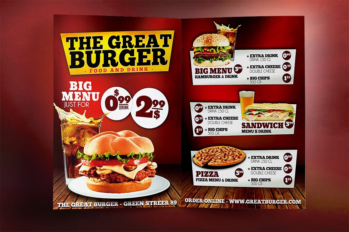 fast food menu flyer