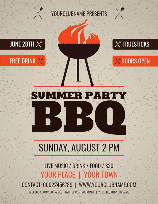 free summer party bbq flyer template