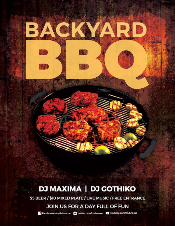 premium backyard bbq party flyer template