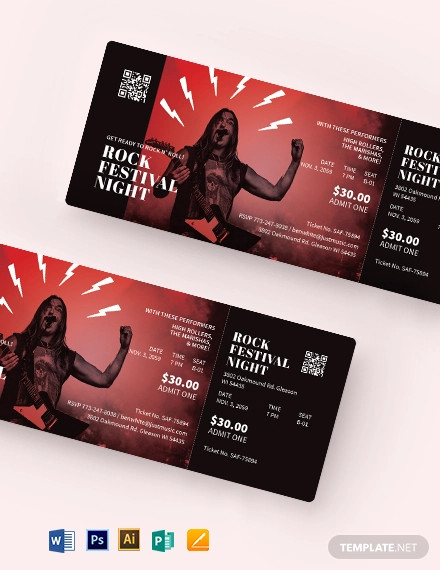 rock festival concert ticket template