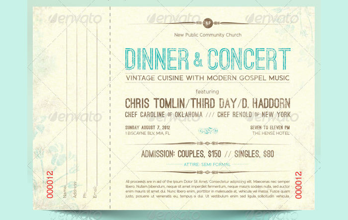 Vintage Dinner Concert Ticket