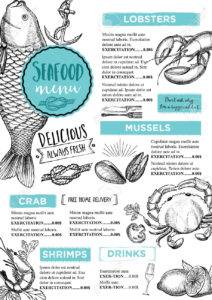 52132360 seafood restaurant brochure menu design stock vector 212x300
