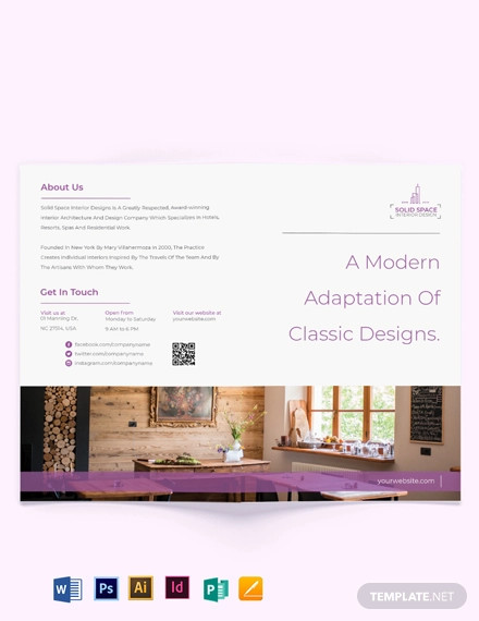 bohemian theme interior bi fold brochure template