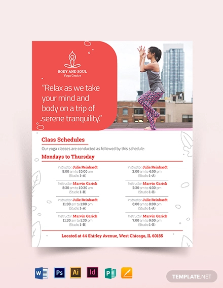 yoga instructor flyer