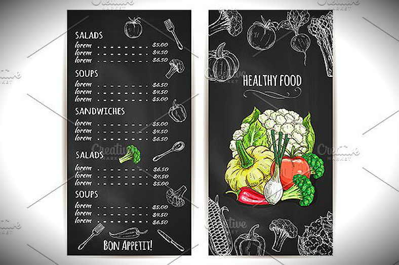 10+ Green Leafy Vegetarian Food Menu Designs | Design Trends - Premium