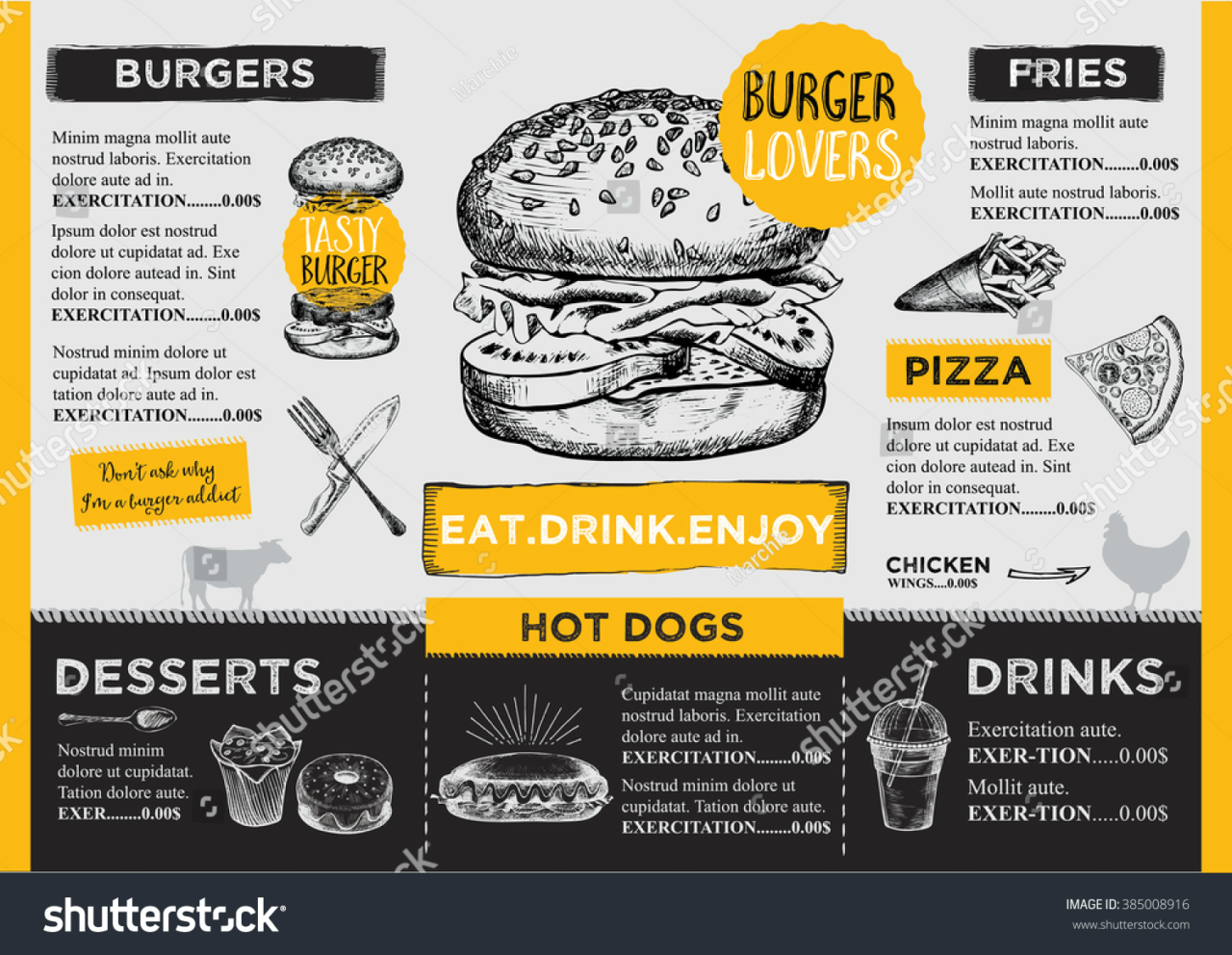 Burger Restaurant Menu Card Design
