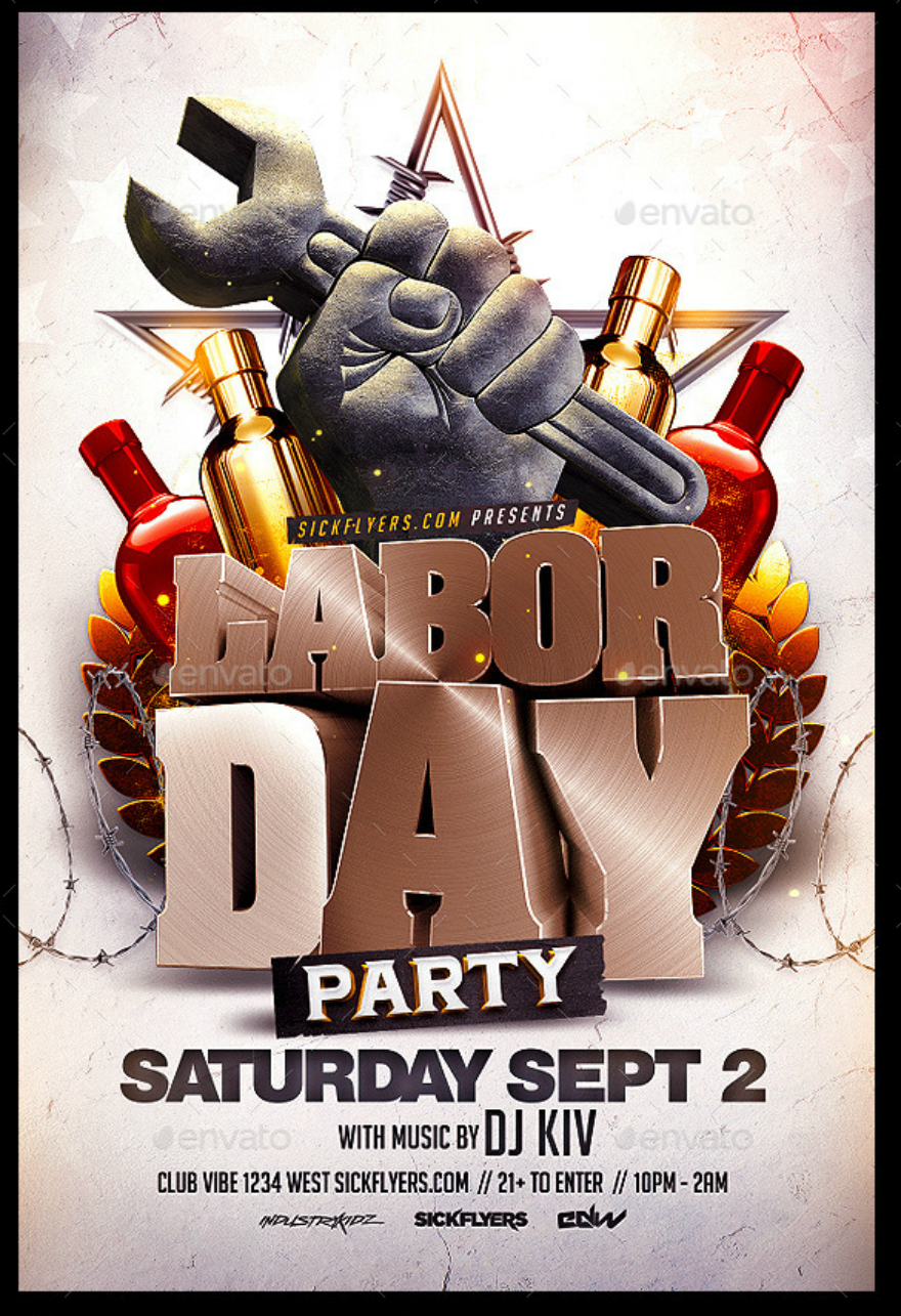 labor day party flyer template