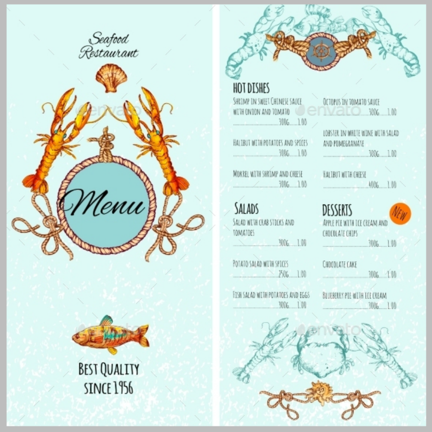 seafood menu template