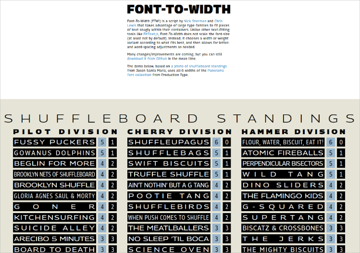 font to width