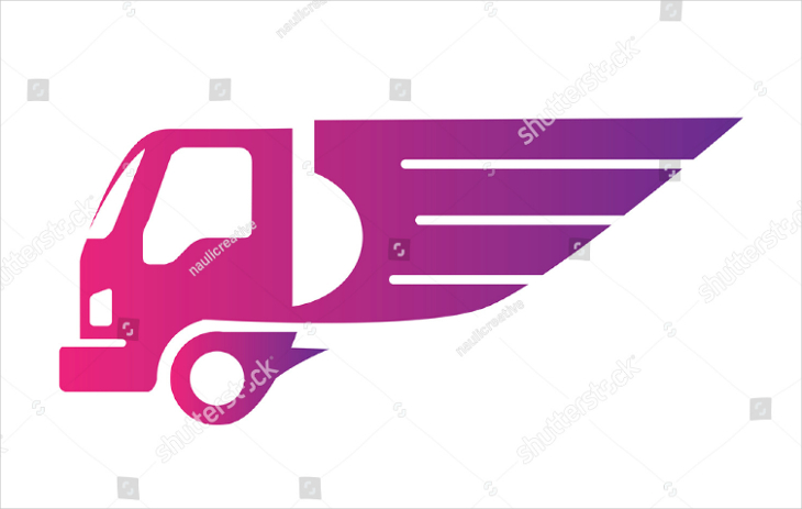neon winged truck logo design