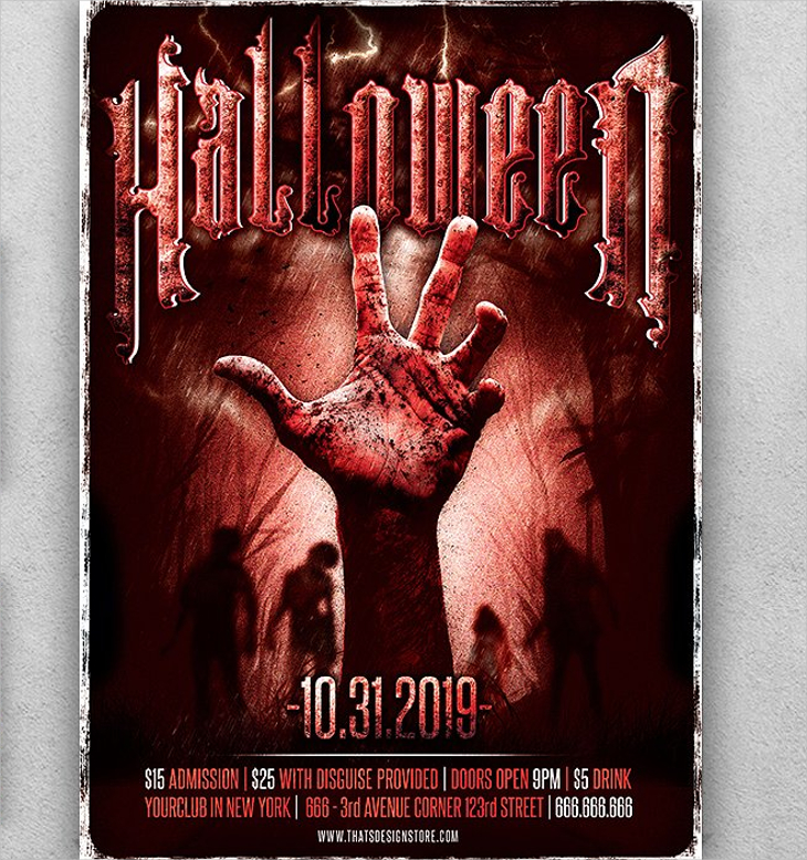 zombie halloween night flyer design