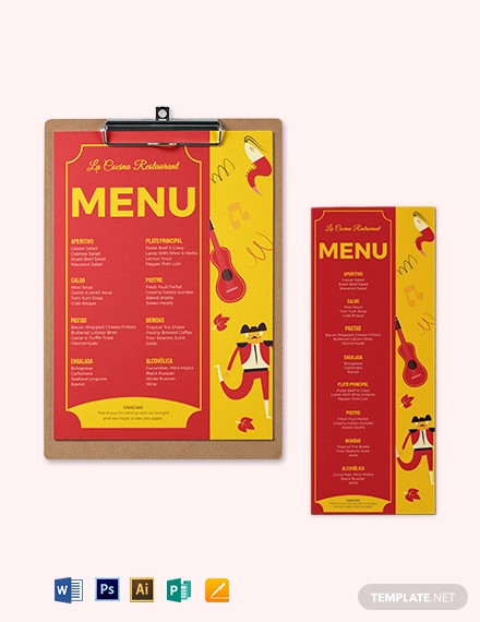 spanish dinner menu template