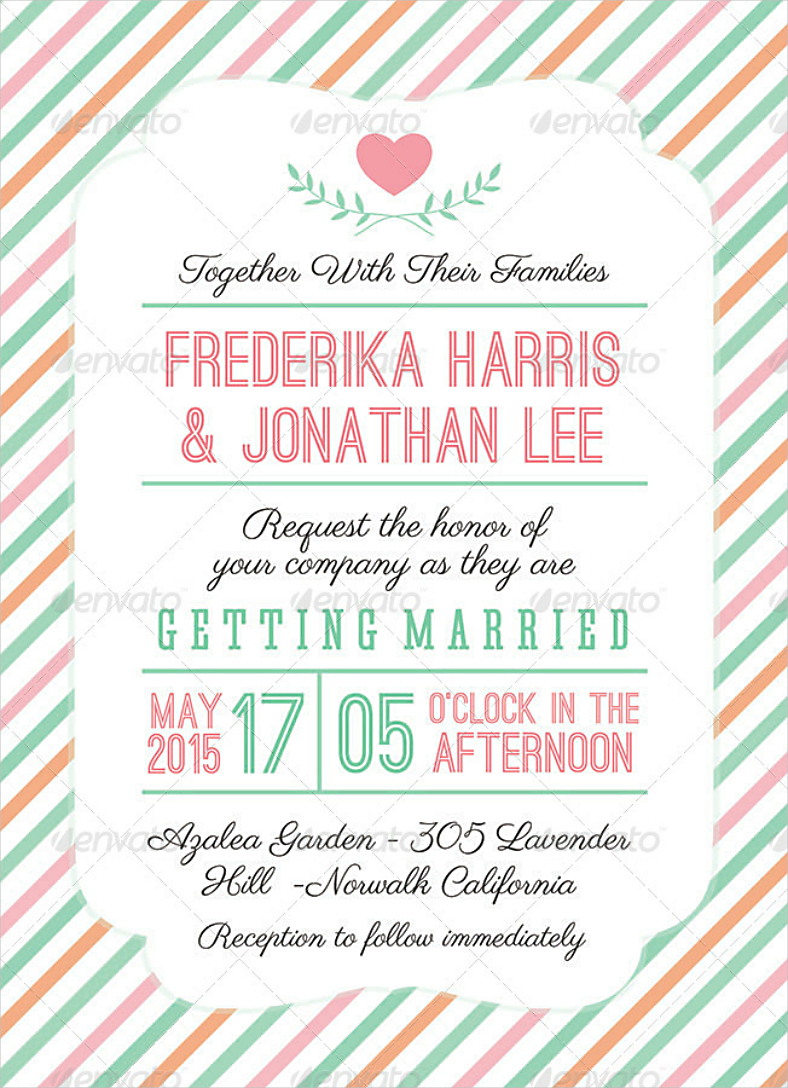 Striped Wedding Invitation in PSD