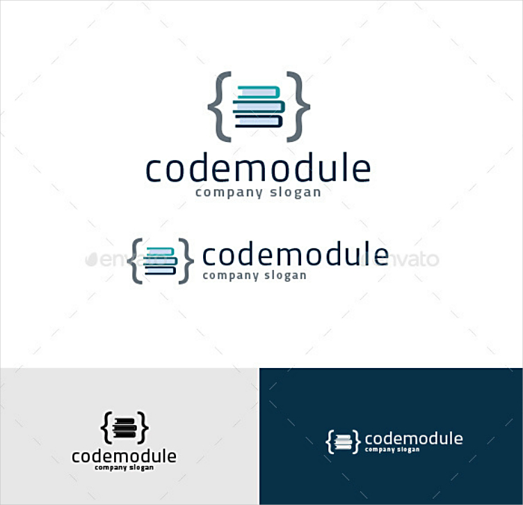 code module book pile website logo design
