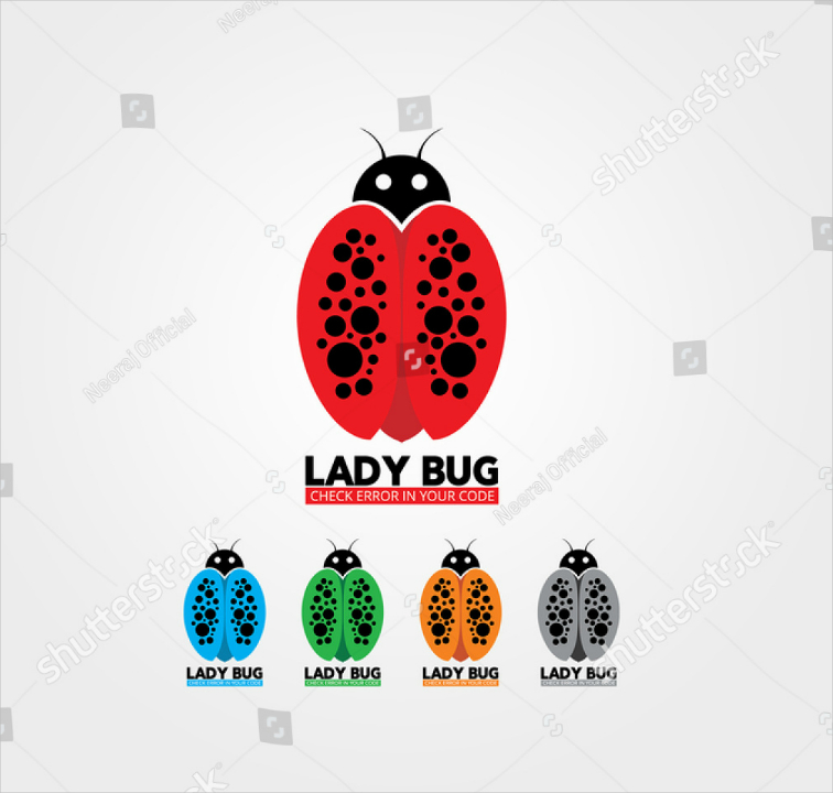 colorful ladybug coding website logo design