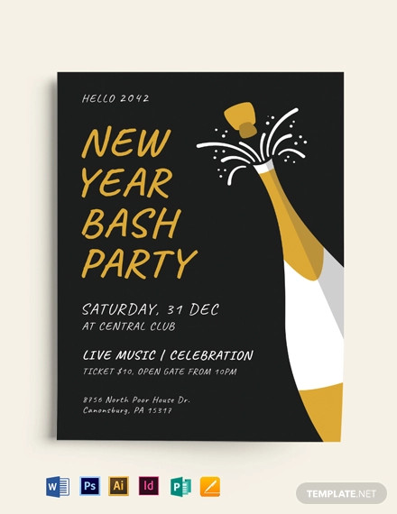 new year party bash flyer template