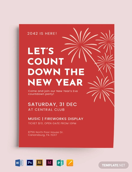 new year party event flyer template