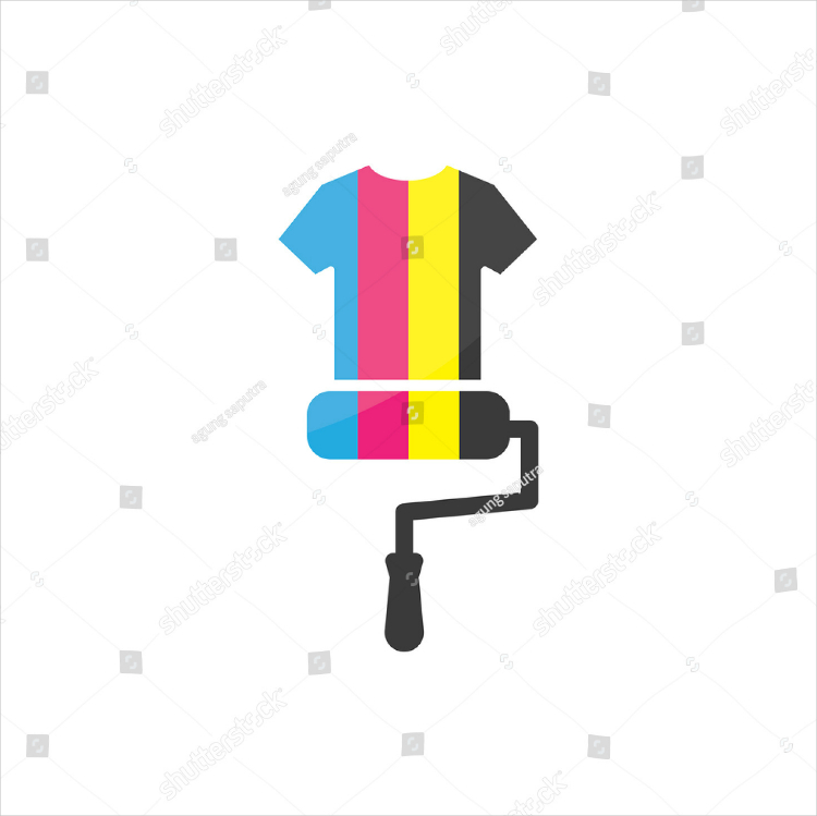 paint roller colorful shirt logo design