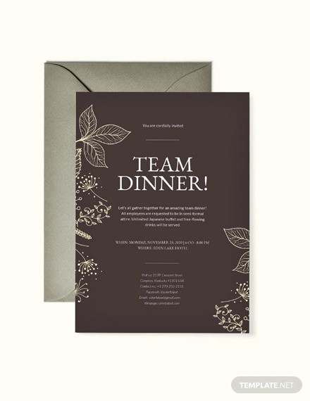 team dinner invitation template