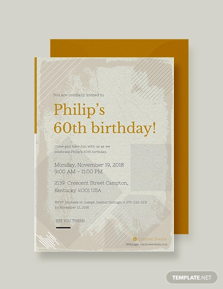 60th birthday invitation card